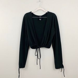 Victoria's Secret Black Long Sleeve Workout Crop Top